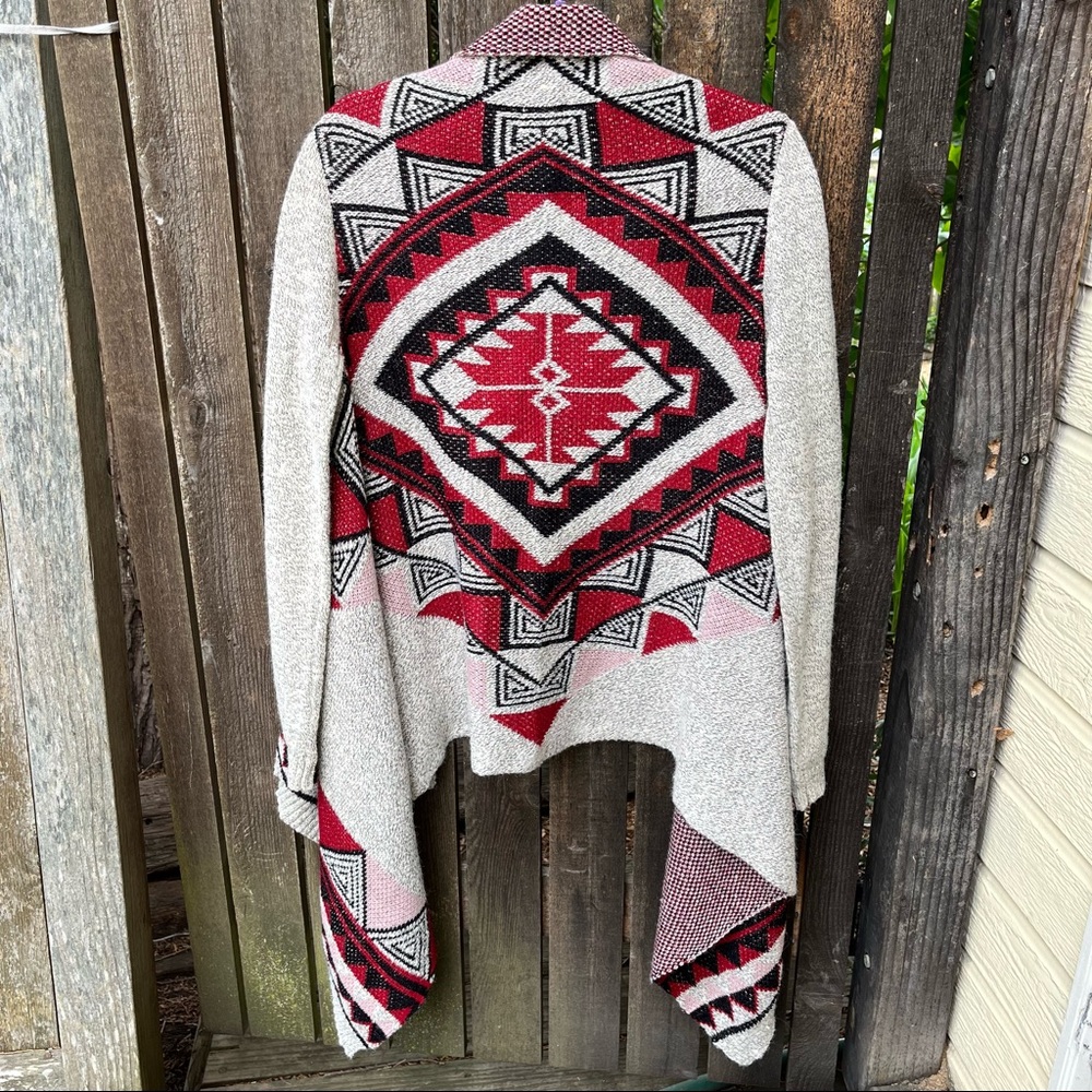Debut Aztec Southwestern Waterfall Cardigan Sweater Sz M/L